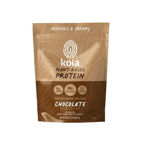 Koia Chocolate Plant-Based Protein Powder, 20g Protein, 3g Sugar, 28.2 oz