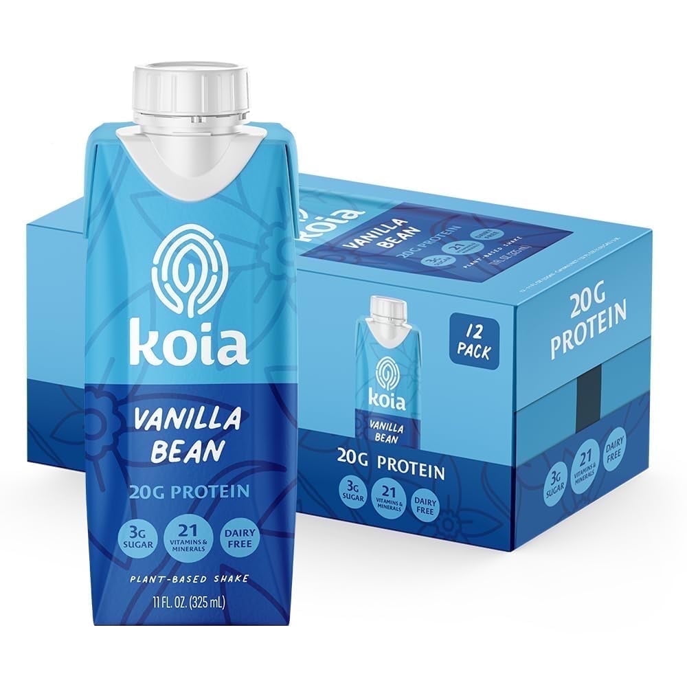 Koia Protein Shake, Creamy Plant-Based Nutrition Drink, 20g Protein, Vanilla Bean, 11 Fl Oz, 12 Count