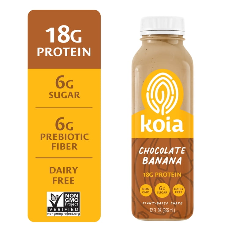 Koia Chocolate Banana Nutritional Shake, 18g Plant Protein, Dairy