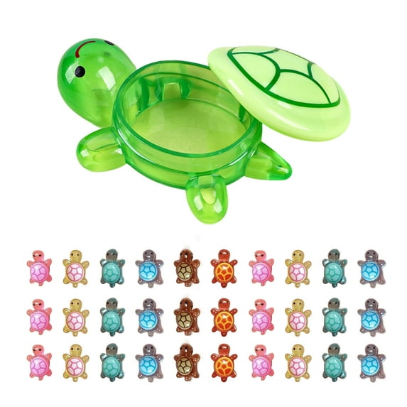 Koiauber 100 Pcs Luminous Mini Turtle Figurines Glow in The Dark Resin Turtles with Storage Box Cute Fairy Garden Landscape Decoration