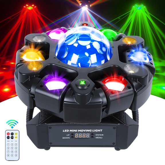 Koiauber 120W RGBW 6-Arm Moving Head Light,DMX512 Sound Activated Remote Control Stage Spotlight,23 Channels LED DJ Light for Disco Club,Bar,Wedding,Party