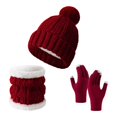 thumbnail image 1 of Koiauber 3Pcs/Set Knitted Scarf Gloves Set Pom Pom Ball Fleece Lining Brimless Hat Touchscreen Gloves Neck Warmer Set, 1 of 8