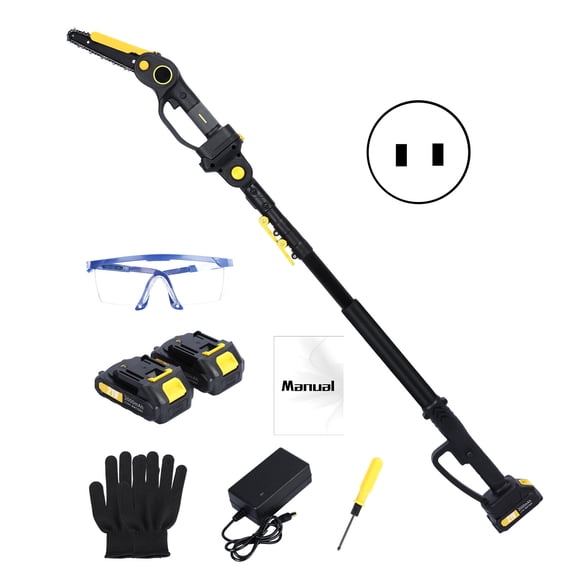 Koiauber Cordless Pole Saw Mini Chainsaw,Brushless Electric Chain Saw with 2 x 2.0Ah Battery,4.9-7.5ft Adjustable Pole Saw for Tree Pruning