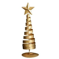 Koiauber Gold Spiral Christmas Tree Decor Glittering Tabletop Tree with Star Topper for Holiday Home Office Table Centerpiece Mantel Shelf Decor