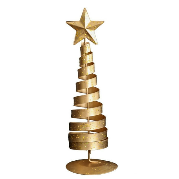 Koiauber Gold Spiral Christmas Tree Decor Glittering Tabletop Tree with Star Topper for Holiday Home Office Table Centerpiece Mantel Shelf Decor