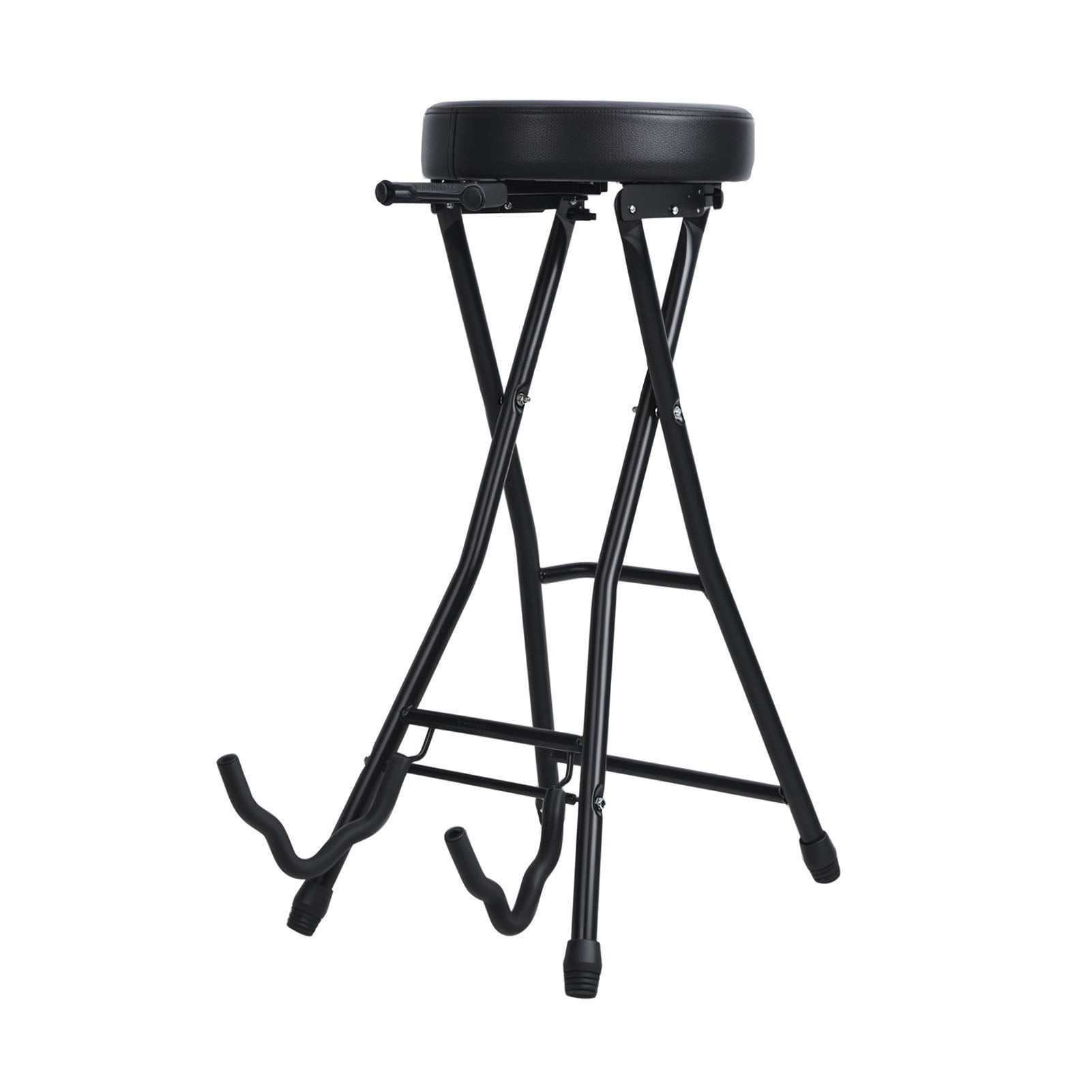Koiauber Guitar Stool with Padded Seat,Collapsible Chair with Guitar Stand,Retractable Hook,Adult Portable Folding Stool