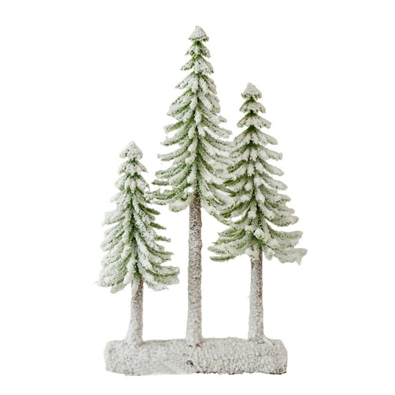 Koiauber Mini Christmas Tree Artificial Bottle Brush Tree with Wooden Base Small Snow Frost Flocked Pine Tree