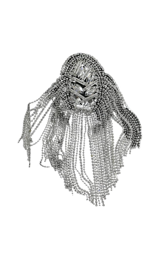 Shoulder Brooch Tassels Rhinestones Jewelry Handmade Shiny Epaulet Clothes Decor