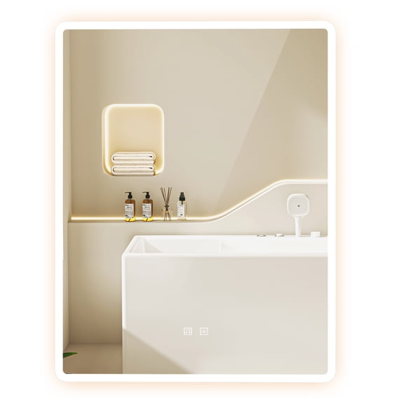 Koiauber Smart Bathroom Mirror Light,LED Bathroom Mirror with Light,Wall-Mounted Smart Mirror with Dual Bluetooth-compatible Speaker
