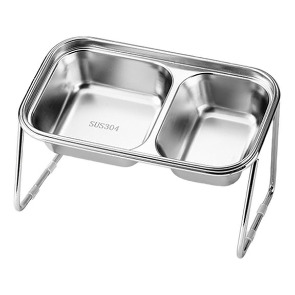 Koiauber Stainless Steel Elevated Pet Bowl Dog Food Water Bowl with Removable Bracket 15-Degree Tilt Pet Dish