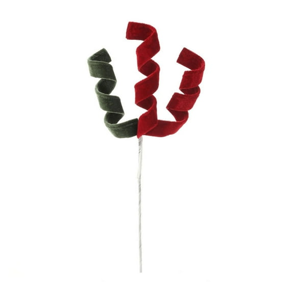 Koiauber Velvet Spiral Christmas Stems Red White Green Spiral Christmas Tree Picks DIY Crafts for Wreath Fireplaces Vase Filler Holiday Ornament