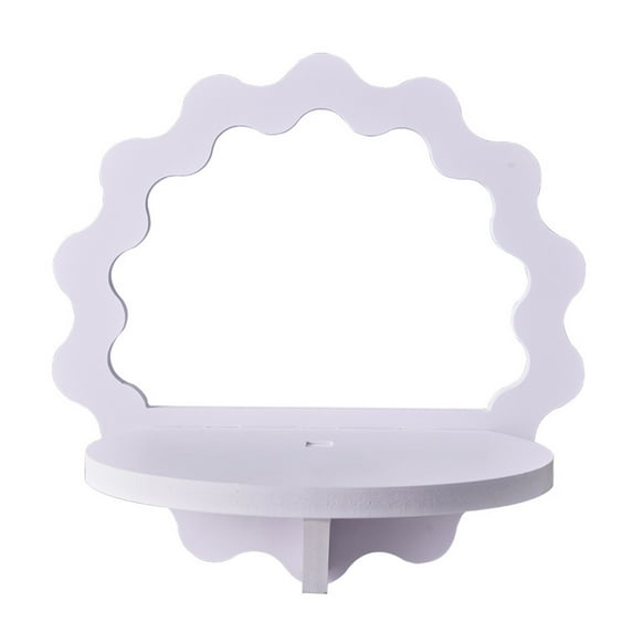 Koiauber White Square Wall Floating Shelf Round Hexagon Flower Shape Wall Mount Display Shelf Decoration Living Room Bedroom Bathroom Storage Rack