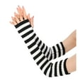 thumbnail image 1 of Koiauber Women Striped Elbow Gloves Knitted Arm Warmers Fingerless Gloves Stretchy Mittens with Thumb Hole, 1 of 8