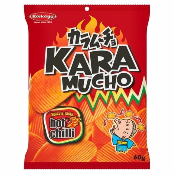 Koikeya Karamucho Hot Chilli Potato Snack 60g, British Import (Pack of 6)