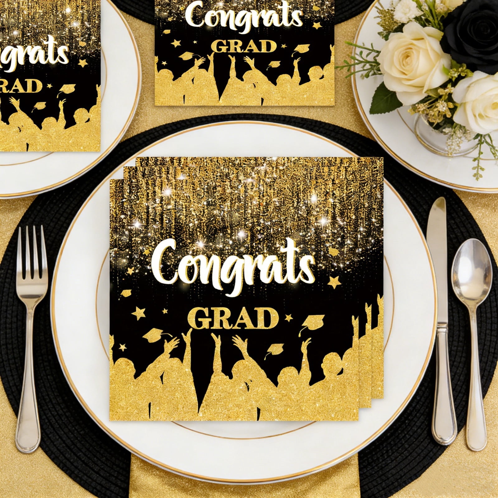 Kojanyu 20 Pack Graduation Party Napkins Disposable Tissue Napkins, for Graduation Ceremony Party Supplies Table Decorations Dinner Beverage Napkins