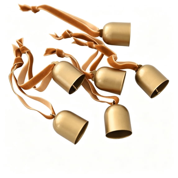 Kojanyu Christmas Bells, 6 Pack Decorative Metal Bells with Jingle Sounds for Xmas Tree Wreath Garland Ornament Holiday Home Wall Hanging.