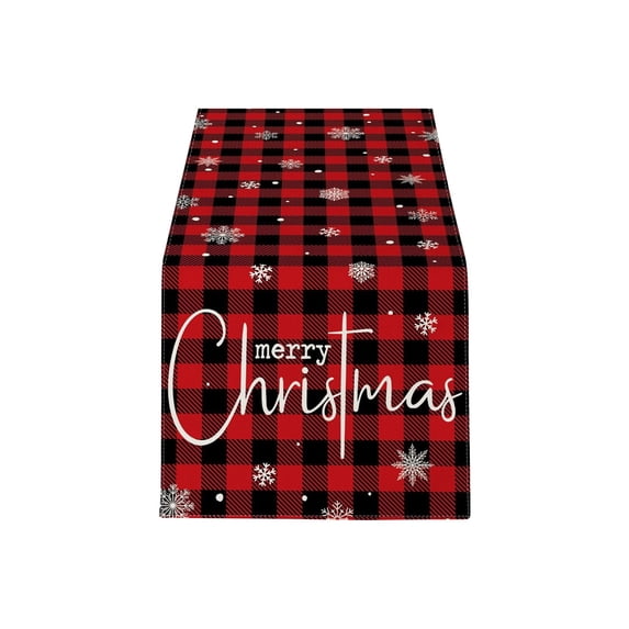 Kojanyu Christmas Linen Table Runner Festive Holiday Table Cover, Decorative Tablecloth for Dining Table Home Party Decoration