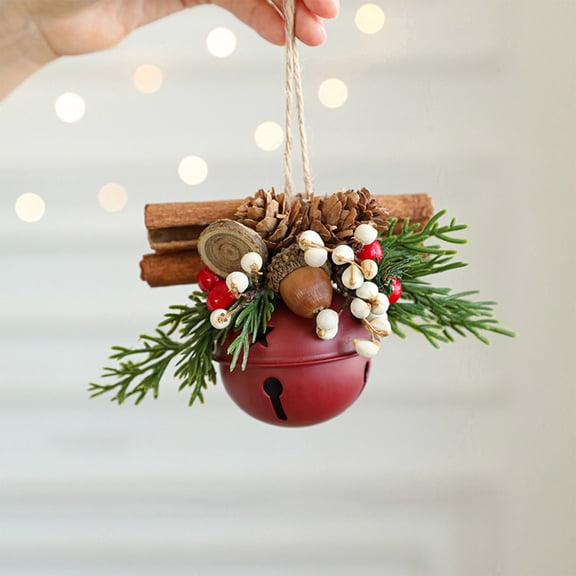 Kojanyu Christmas Pinecone Bell Ornament,Metal Hanging Decoration For Tree Room