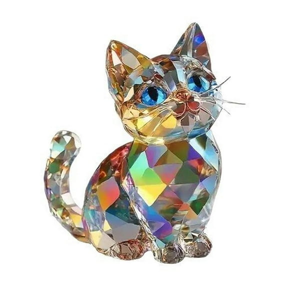 Kojanyu Colorful Cats Acrylic Desktop Decoration,Home and Living Room Study Collection,Vibrant Cat Figurine Gift for Cat Lovers and Desk Decor