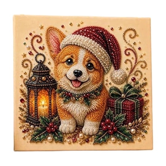 Kojanyu DIY Christmas Pearl Bead Painting Kit, Framed Canvas Rhinestone Art Set with Instructions, Holiday Crafts for Adults Home Wall Decor Gift.