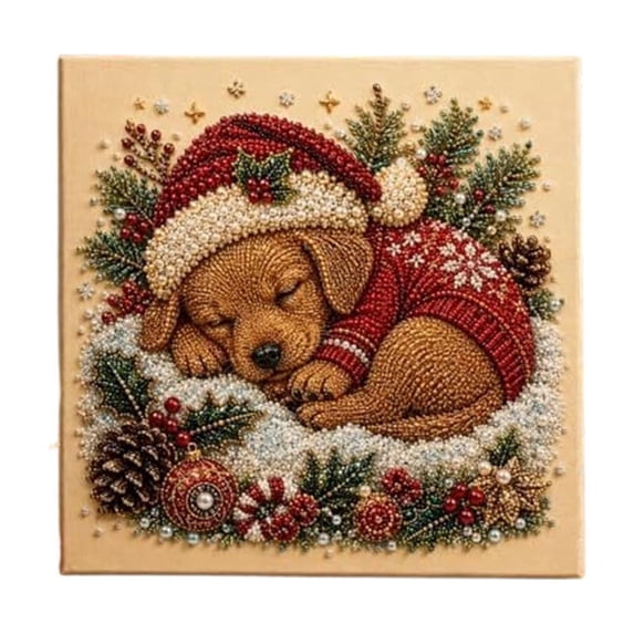 Kojanyu DIY Christmas Pearl Bead Painting Kit, Framed Canvas Rhinestone Art Set with Instructions, Holiday Crafts for Adults Home Wall Decor Gift.