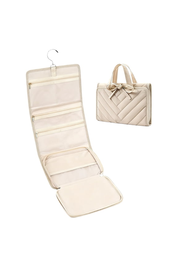 Hangable Travel Jewelry Organizer – Foldable Bag with Zipper Pockets for Necklaces Rings Earrings