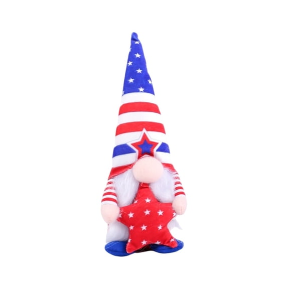 Kojanyu July 4th Patriotic Dwarf Ornament,Red White and Blue Striped Plush for Desktop Home Decor Independence Day Decor