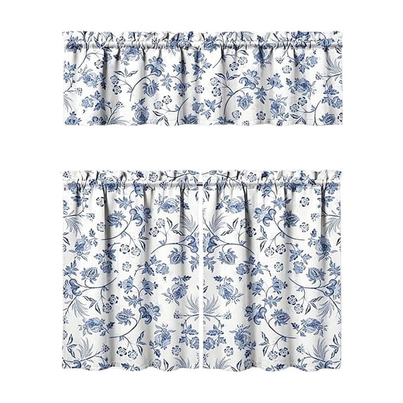 Kojanyu Kitchen Curtains Small Coffee Curtains 3-Piece Set, Light Filtering and Heat Insulating for Basement Windows