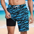 thumbnail image 1 of Kojanyu Men's Printed Beach Shorts with Pockets Elastic Waist Drawstring Double-Layer Design for Summer Vacation and Casual Wear, 1 of 6