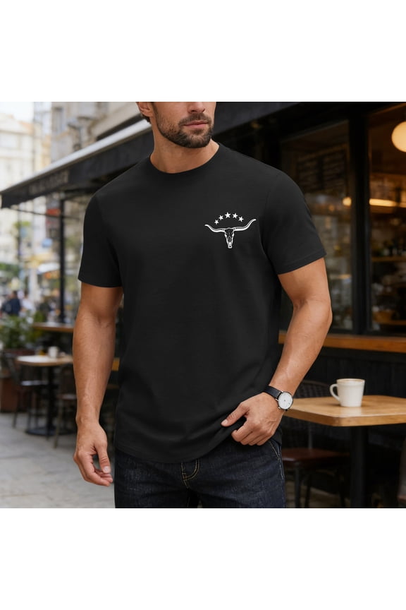 Men's Summer Casual Loose Round-Neck Small Print Cotton T-Shirt – Soft, Breathable, and Stylish Men's Top | S–XXL