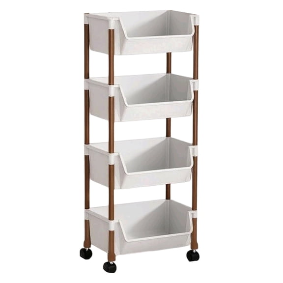 Kojanyu Mobile Storage Rack with Wheels,Multi-Layer Trolley with Hooks,Easy Assembly Organizer Cart for Bedroom Restroom Kitchen