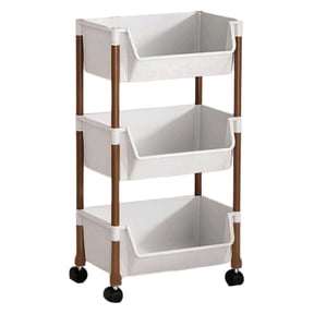 Kojanyu Mobile Storage Rack with Wheels,Multi-Layer Trolley with Hooks,Easy Assembly Organizer Cart for Bedroom Restroom Kitchen