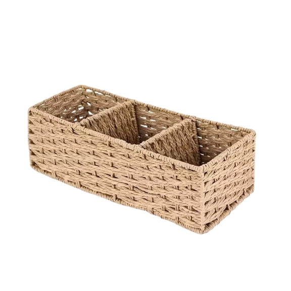 Kojanyu Paper Rope Woven Divided Storage Basket,3 Compartment Organizer for Bathroom Toiletries and Home Decor