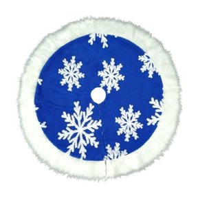 Kojanyu Plush Snowflake-Patterned Patchwork Christmas Tree Skirt, Tree Mat for Holiday Scene Decorations.