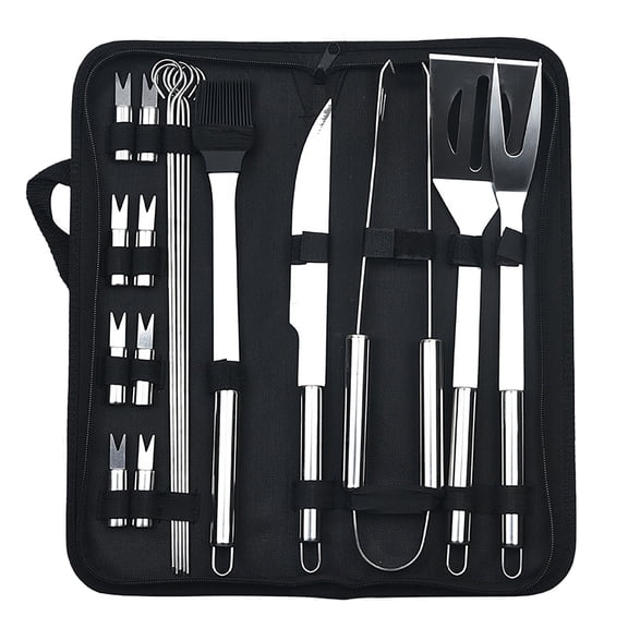 Kojanyu Stainless Steel Grill Set, Barbecue Combination Tool Outdoor Household, BBQ Grill Set with Spatula fork Tongs, Complete Kit