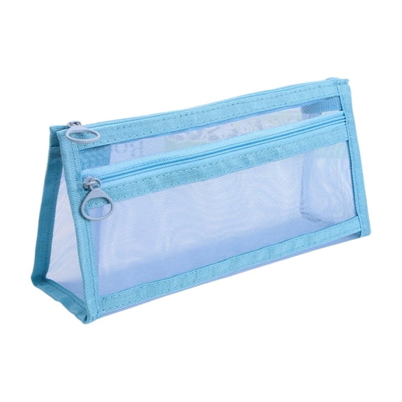 Kojanyu Stationery Set Student Single Layer Mesh Pencil Case Portable Large Capacity Stain Resistant Rectangular Storage Pouch