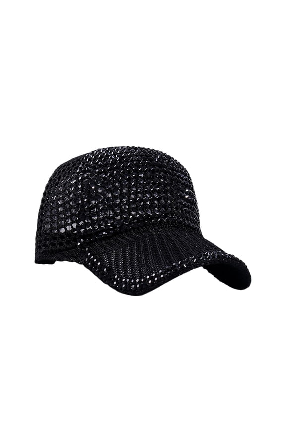 Studded Rhinestone Baseball Cap – Adjustable Bling Sun Hat for WomenMen