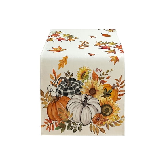 Kojanyu Thanksgiving Linen Table Runner Festive Holiday Table Cover, Decorative Tablecloth for Dining Table Home Party Decoration