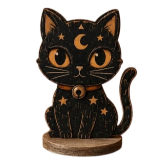 Kojanyu Vintage Wooden Tabletop Halloween Sign Star Decor, Fall Wooden Figurine for Home Desk Mantel Ornament Gift