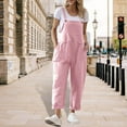 thumbnail image 1 of Kojanyu Women’S Summer Cotton-Linen Overalls Jumpsuit – Solid Color, Sleeveless, Pocketed Suspender Pants for Casual & Everyday Wear,Pink,XL, 1 of 9