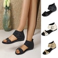 thumbnail image 1 of Kojanyu Women's Dual Buckle Ankle Strap Flat Sandals Open Toe Casual Summer Shoes, 1 of 10