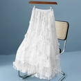 thumbnail image 1 of Kojanyu Women's High Waisted Double Layer Mesh Skirt with 3D Floral Detail Mid Length Tulle Casual Skirt for Spring Summer Party Beach Wear, 1 of 9