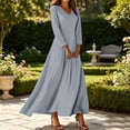 thumbnail image 1 of Kojanyu Women's Long Sleeve Crewneck Maxi Dresses Trendy A-Line Swing Loose Lounge Dresses Solid Color Casual Fall Travel Church Wear, 1 of 6