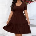 thumbnail image 1 of Kojanyu Women's Plus Size Solid Round Neck Short Sleeve Loose Mid-Calf Sleep Dress – Lightweight Casual Nightgown for Summer Lounging & Home Wear, 1 of 7