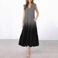 thumbnail image 1 of Kojanyu Women's Printed V-Neck Sleeveless Maxi Dress – Pleated Irregular Hem, Casual Summer Wear, 1 of 4