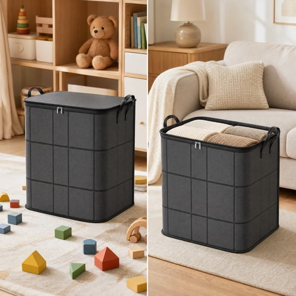 KojanyuSpacious Moving Storage Bin, Large Zippered Storage Bag for Quilts Bedding Clothes Organization