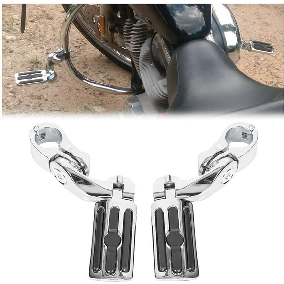 Kojem 1.25" Motorcycle Highway Footpegs Foot Pegs w/Quick Clamps for Harley Davidson Touring Road King Street Glide Honda Kawasaki Suzuki Yamaha Crash Bar Engine Guards - Short Angle
