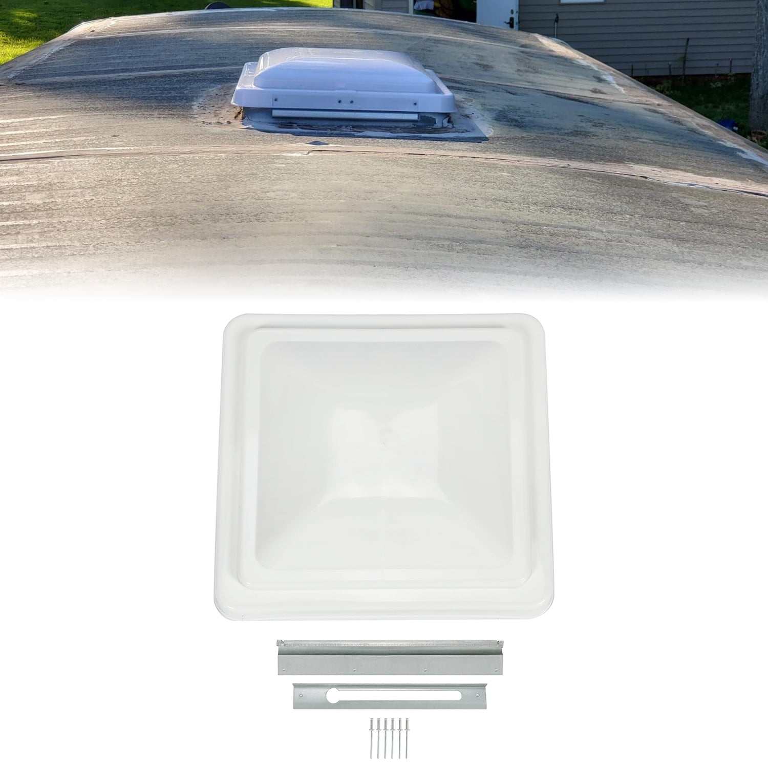 Kojem Universal 14” x 14” Camper RV Roof Vent Cover - White Replacement Lid for Trailer Motorhome