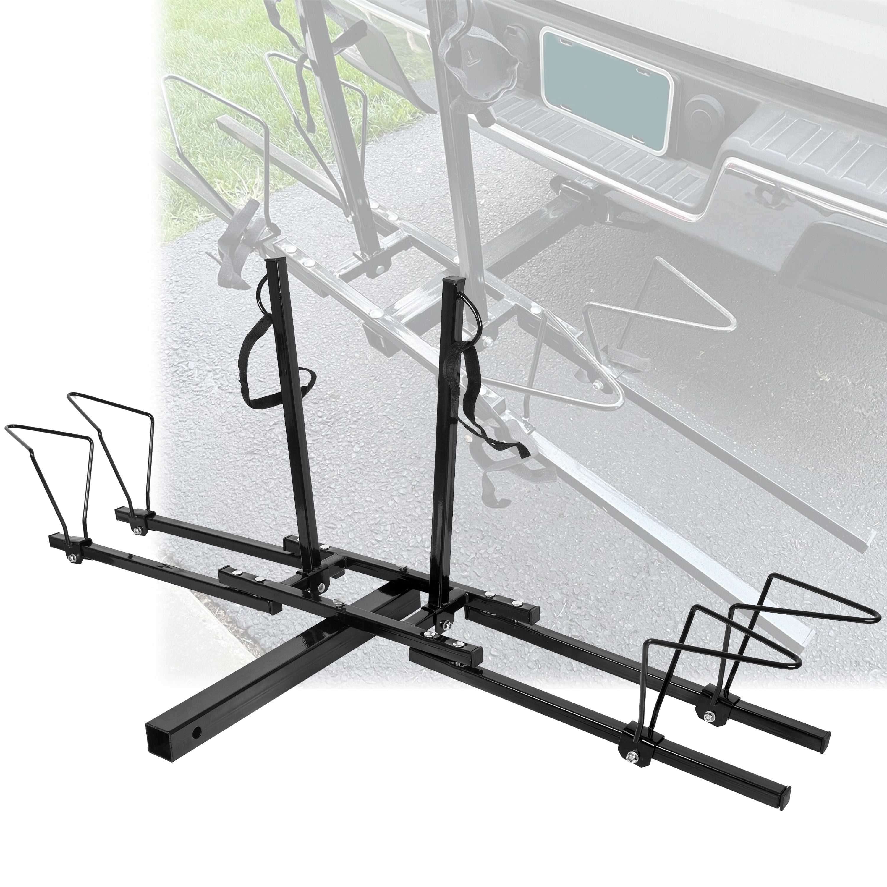 Walmart Saving of  Kojem Heavy Duty 2-Bike Hitch Mount Rack Carrier for 2'' Receiver Trucks, SUV and Cargo E-Bike With Adjustable Tire Rods