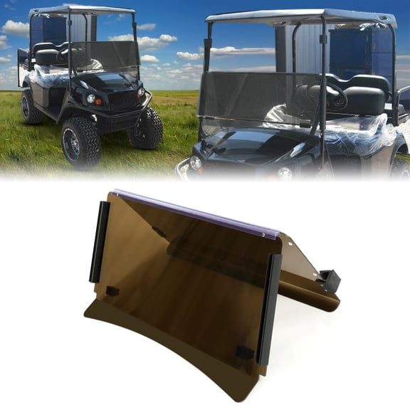 Kojem 2-IN-1 Windshield Compatible with EZGO Express S4 L4 Tinted Folding Golf Cart Windscreen Plastic